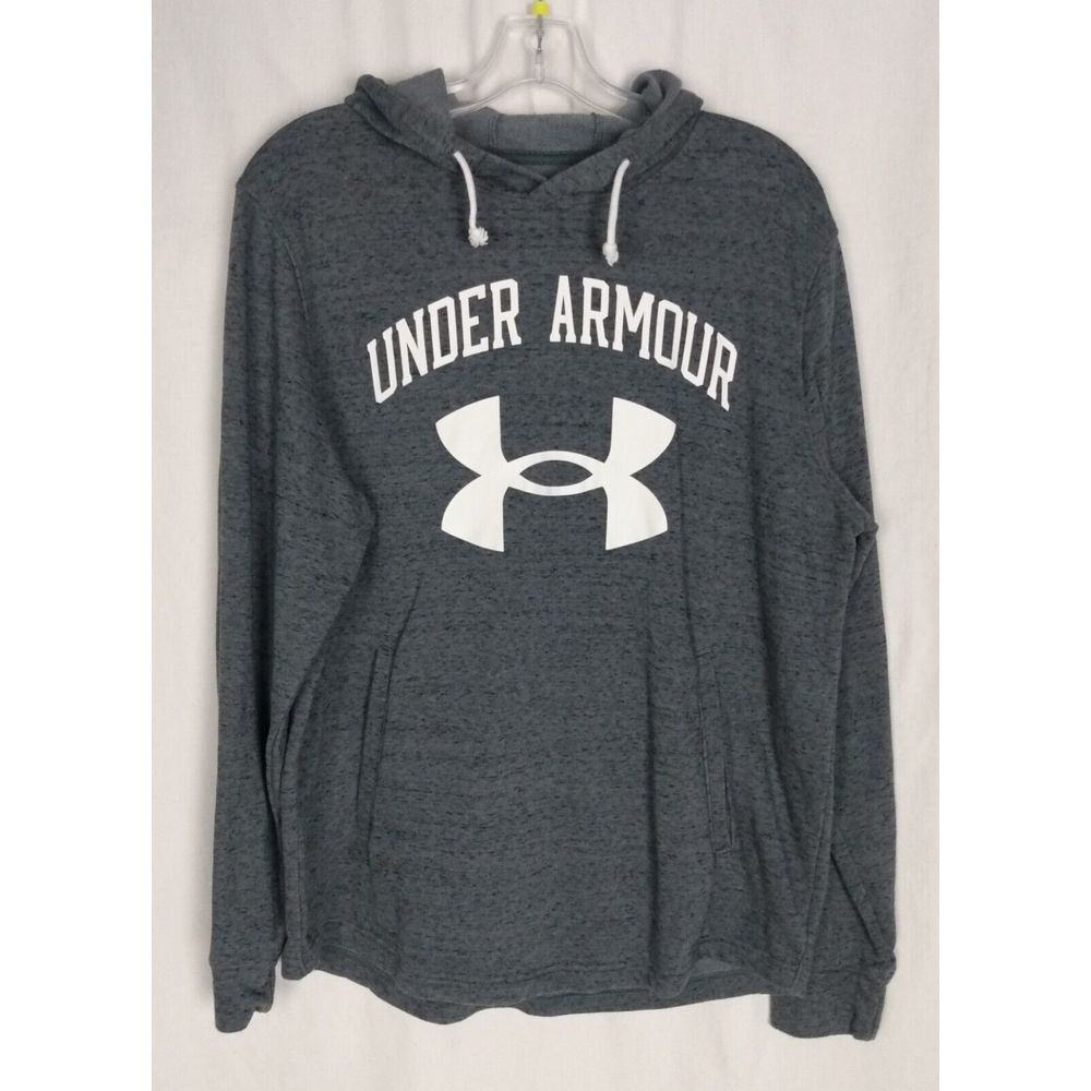 Mens Under Armour Gray Big Logo Long‎ Sleeve Pullover hoodie Large
